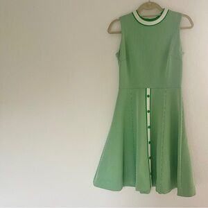 Vintage Green + White Stripe Dress w Buttons